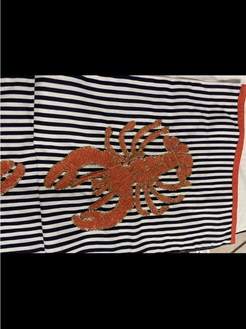 Pier 1 beaded lobster striped table runner